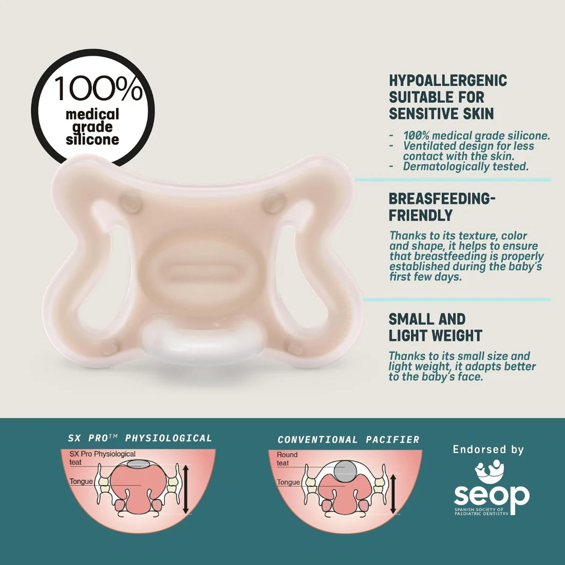 Suavinex Zero Zero Physiological Soother Silicone (Light) (Birth to 6m)