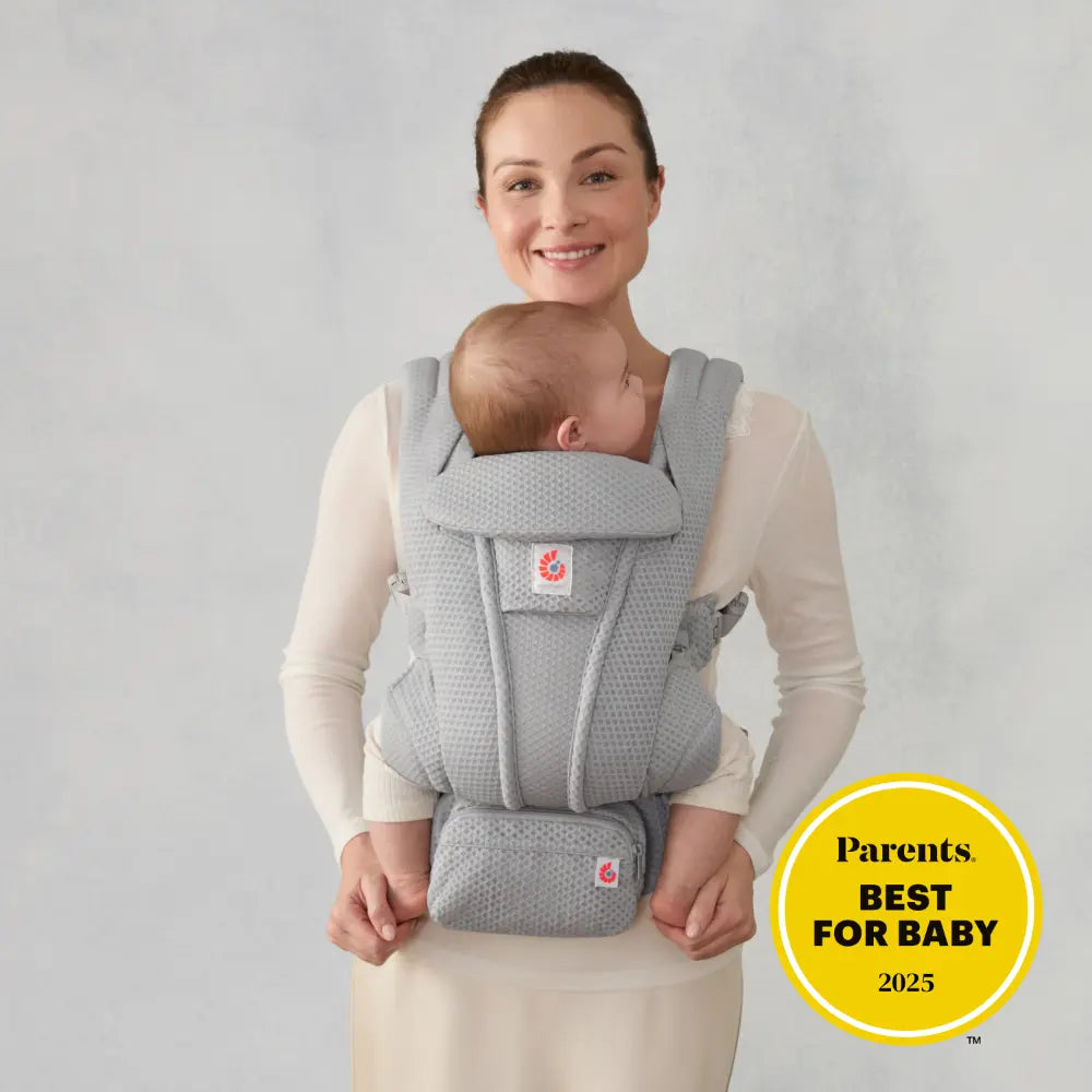 Ergobaby Omni Deluxe Baby Carrier, Lightweight Breathable Soft Mesh, Enhanced Lumbar Support, Adjustable Waistbelt & Cross Straps, Privacy Hood, 4 Carry Positions, 6 Storage Pockets, 3-20Kgs, 0-4 years, Pearl  Grey
