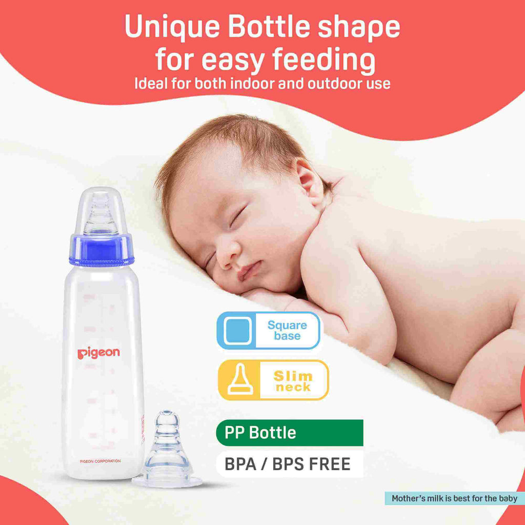 Peristaltic Nursing Bottle Kpp 200ml Nipple M | Silicone Feeding Bottle for 4 month+ | Pigeon IN