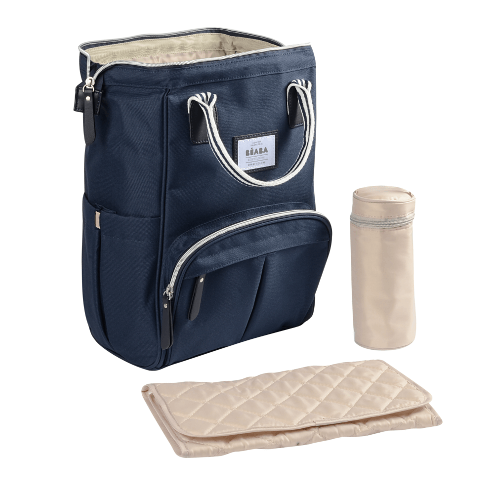 Beaba Wellington Diaper Bag – Stylish Backpack for Moms & Dads – Large Capacity Baby Bag with Changing Mat, Insulated Bottle Holder, Multiple Pockets, Durable, Water-Resistant – Travel & Everyday Use