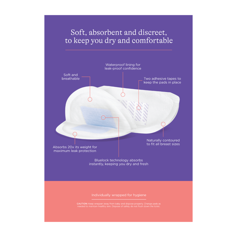 Lansinoh Disposable Nursing Breast Pads - Prevent Leakage, Soft & Skin Friendly, Maximum Absorbency, Individually Wrapped for Convenience