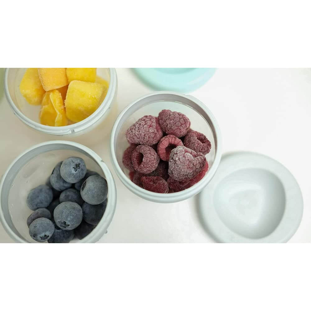 Beaba Silicone Storage Container - Ideal Airtight Container for Storing Baby Snacks and Meals, Stackable & Interlocking Design, Travel Friendly, 200ML, Set of 3
