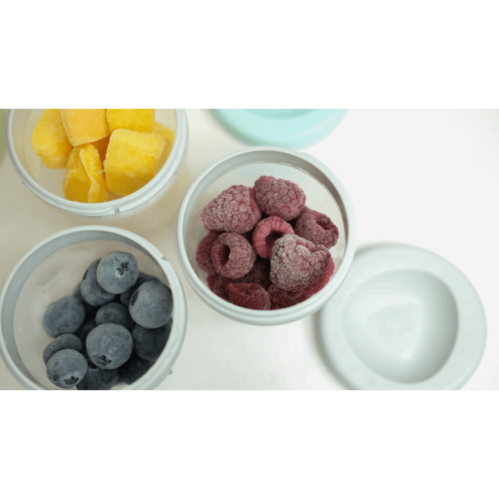 Beaba Silicone Storage Container - Ideal Airtight Container for Storing Baby Snacks and Meals, Stackable & Interlocking Design, Travel Friendly, 200ML, Set of 3