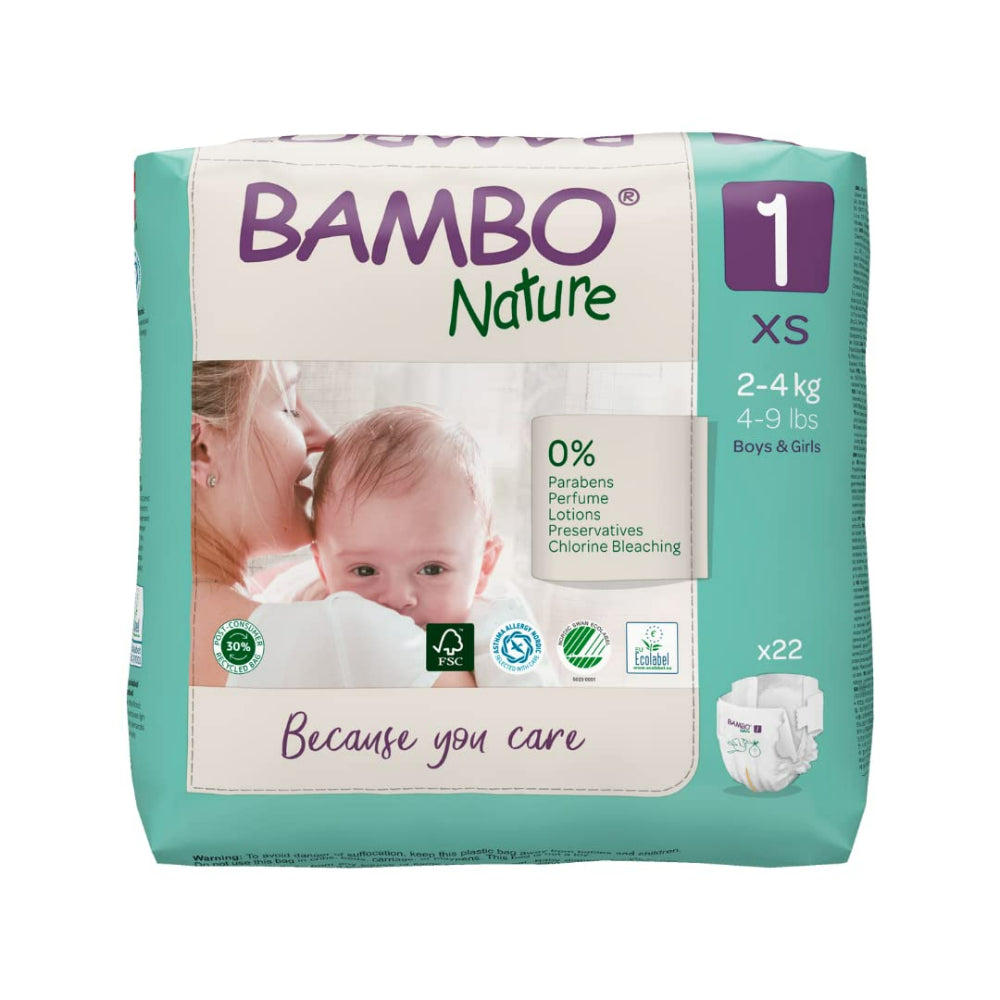 Bambo Nature Monthly Box - Premium Baby Tape Diapers for Babies, Super Absorbent, Breathable, Extra Soft, Dermatologically Tested, Hypoallergenic Infant Nappies With Wetness Indicator