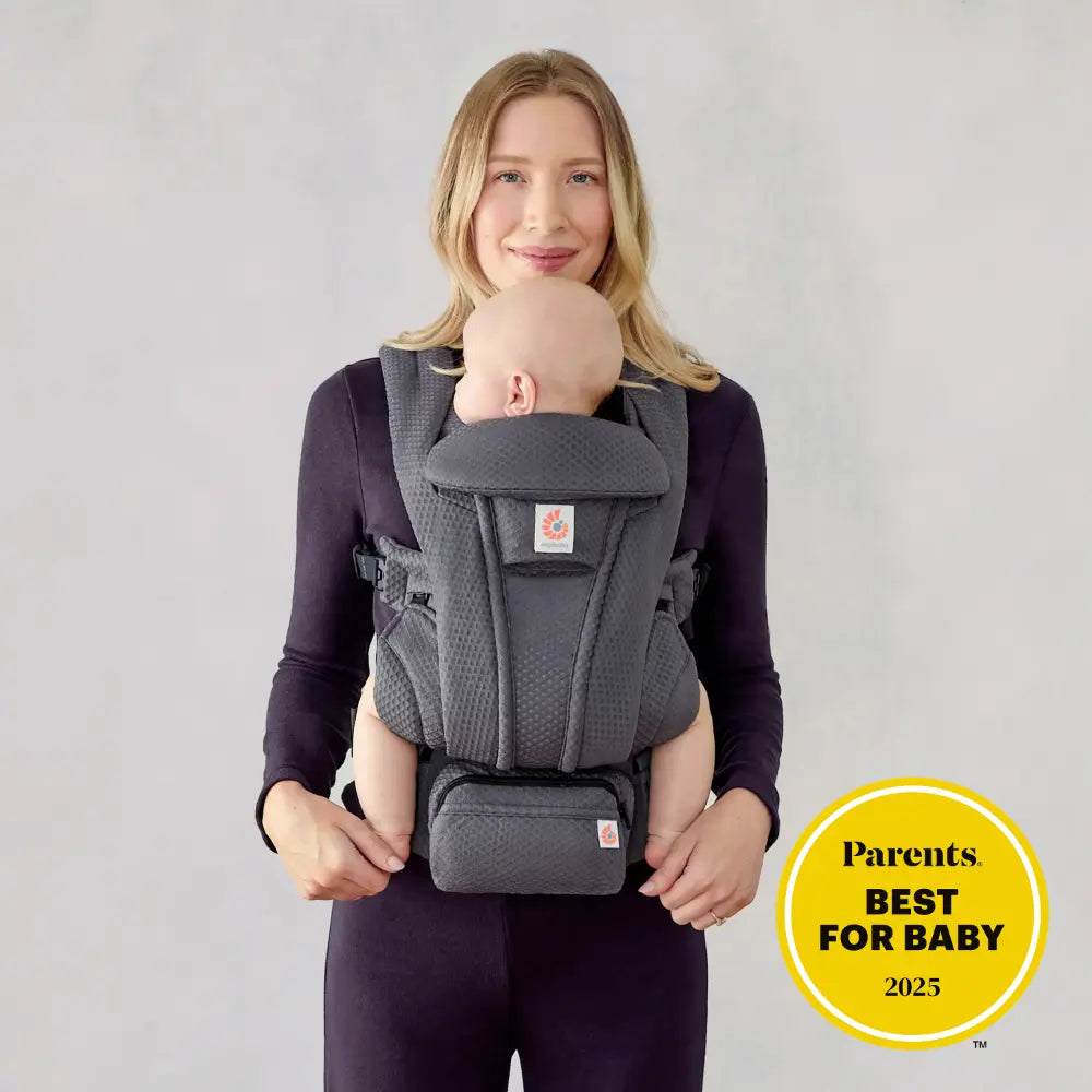 Ergobaby Omni Deluxe Baby Carrier, Lightweight Breathable Soft Mesh, Enhanced Lumbar Support, Adjustable Waistbelt & Cross Straps, Privacy Hood, 4 Carry Positions, 6 Storage Pockets, 3-20Kgs, 0-4 years, Graphite Grey