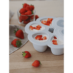 Beaba Silicone Multiportion Tray with Airtight Lid for Baby Food Storage - Ideal Container for Storing Snacks & Baby Meals, Easy Grip, Freezer & Microwave Safe, 6 Servings of 150ml Each