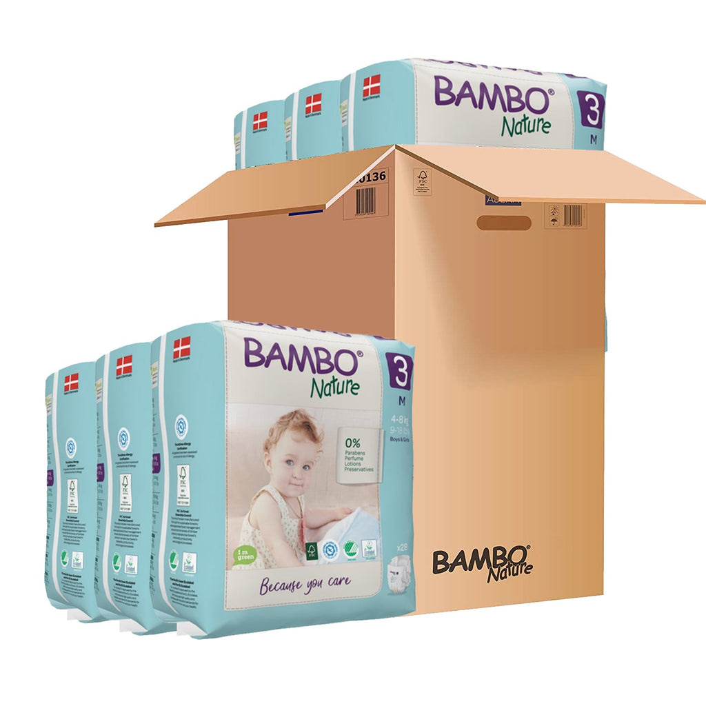 Bambo Nature Monthly Box - Premium Baby Tape Diapers for Babies, Super Absorbent, Breathable, Extra Soft, Dermatologically Tested, Hypoallergenic Infant Nappies With Wetness Indicator