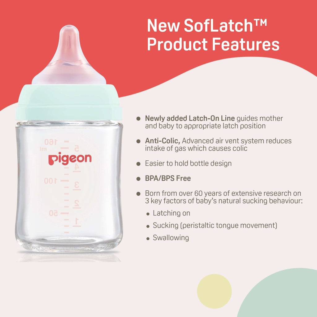 Glass Nursing Bottle with Softlatch Nipple 160ml