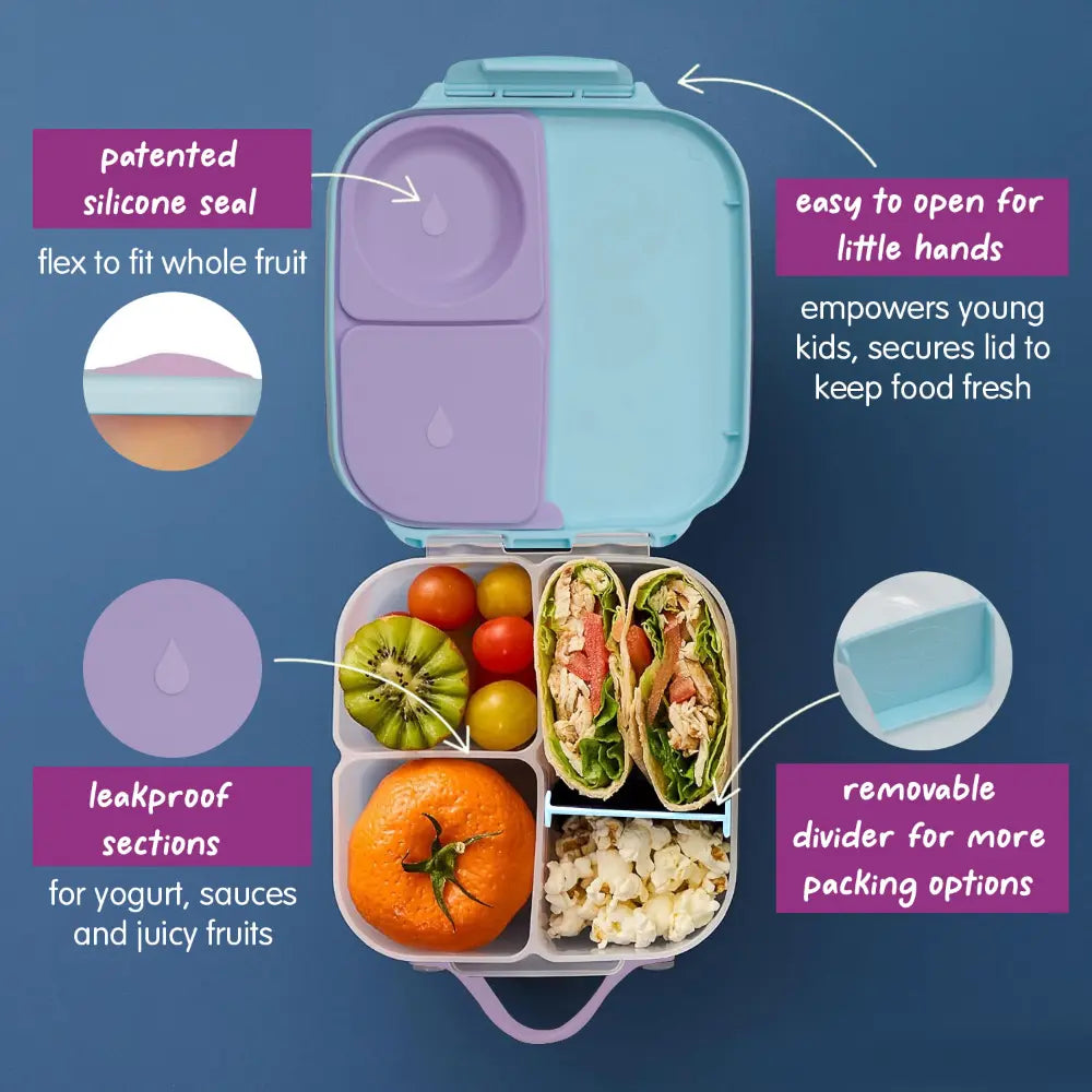 B.Box Mini Lunchbox for Kids – 1L Capacity, Adjustable Divider, Flexi Fruit Holder, BPA-Free – Multicolor