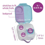 B.Box Mini Lunchbox for Kids – 1L Capacity, Adjustable Divider, Flexi Fruit Holder, BPA-Free – Multicolor