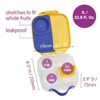 B.Box Mini Lunchbox for Kids – 1L Capacity, Adjustable Divider, Flexi Fruit Holder, BPA-Free – Multicolor