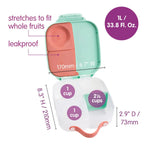 B.Box Mini Lunchbox for Kids – 1L Capacity, Adjustable Divider, Flexi Fruit Holder, BPA-Free – Multicolor
