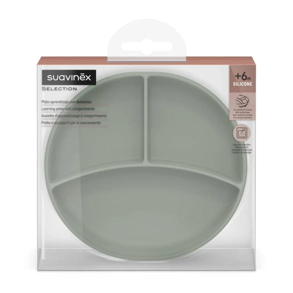 Suavinex Color Essence Silicone Divided Plate (6m+) (Green)