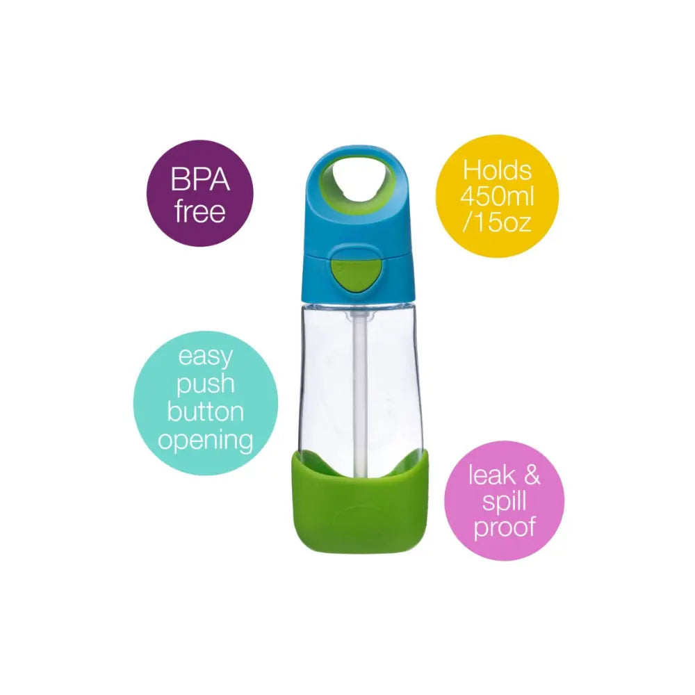 B.Box Tritan Straw Drink Bottle 450ml - Durable, Spill-Proof & Kid-Friendly