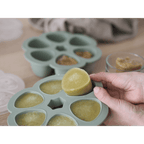 Beaba Silicone Multiportion Tray with Airtight Lid for Baby Food Storage - Ideal Container for Storing Snacks & Baby Meals, Easy Grip, Freezer & Microwave Safe, 6 Servings of 150ml Each