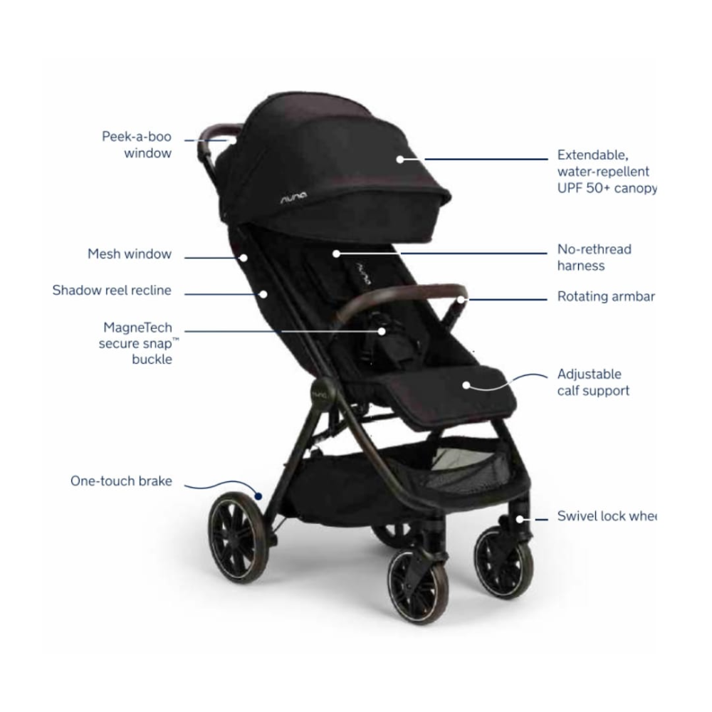 Nuna TRVL LX Cabin Friendly Baby Stroller & Pipa Urbn Car Seat Travel System - Stroller Features (One Hand Fold, Upto 22 Kg)-Car Seat Features (Baseless ISOFIX, Side Impact Protection, Upto 13 Kg)-Cedar