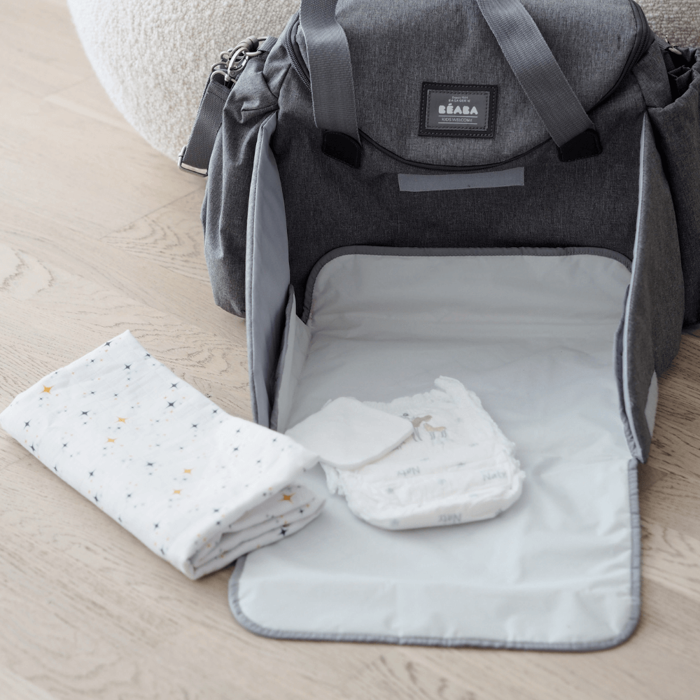Beaba Sydney Baby Diaper Bag – Multifunctional Travel baby Bag with Large Capacity, Multi-Pocket Organizer with Changing Pad, Insulated Bottle Pouch & Stroller Clips – Ideal for Moms & Dads On the Go