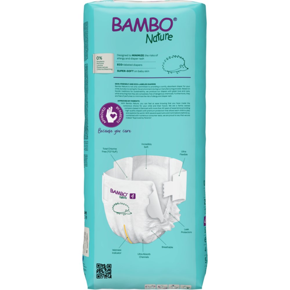 Bambo Nature Premium Baby Tape Diapers for Babies, Large Size (7-14 Kgs), Super Absorbent, Breathable, Extra Soft, Dermatologically Tested, Hypoallergenic Infant Nappies With Wetness Indicator
