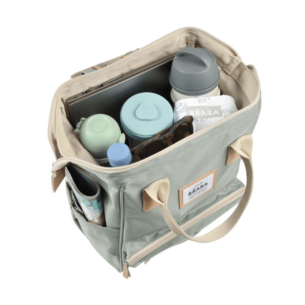 Beaba Wellington Diaper Bag – Stylish Backpack for Moms & Dads – Large Capacity Baby Bag with Changing Mat, Insulated Bottle Holder, Multiple Pockets, Durable, Water-Resistant – Travel & Everyday Use