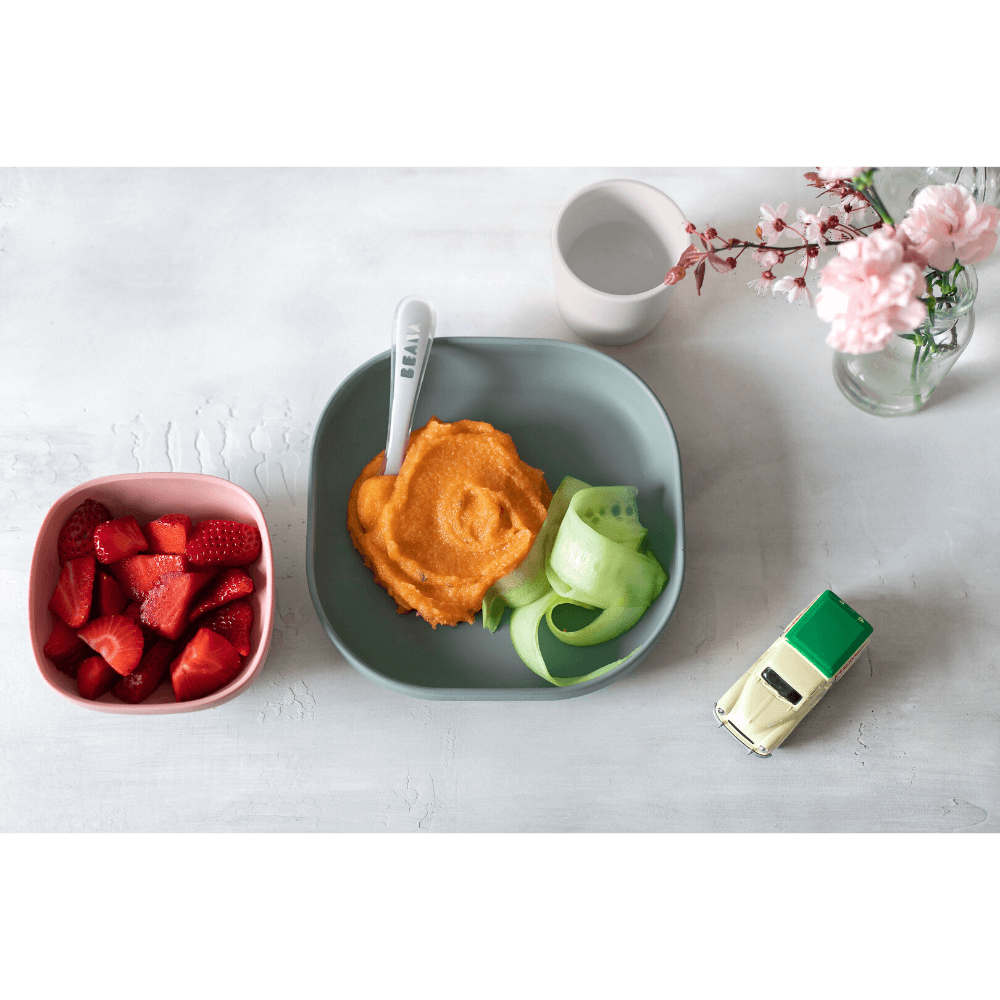 Beaba Silicone 4 Piece Baby Meal Set – Suction Plate, Suction Bowl, Anti-Slip Cup & 2nd Stage Spoon, Non-Slip, Unbreakable, Easy to Clean, BPA-Free Baby Feeding Set for Mess-Free Mealtime Essentials, 4M+
