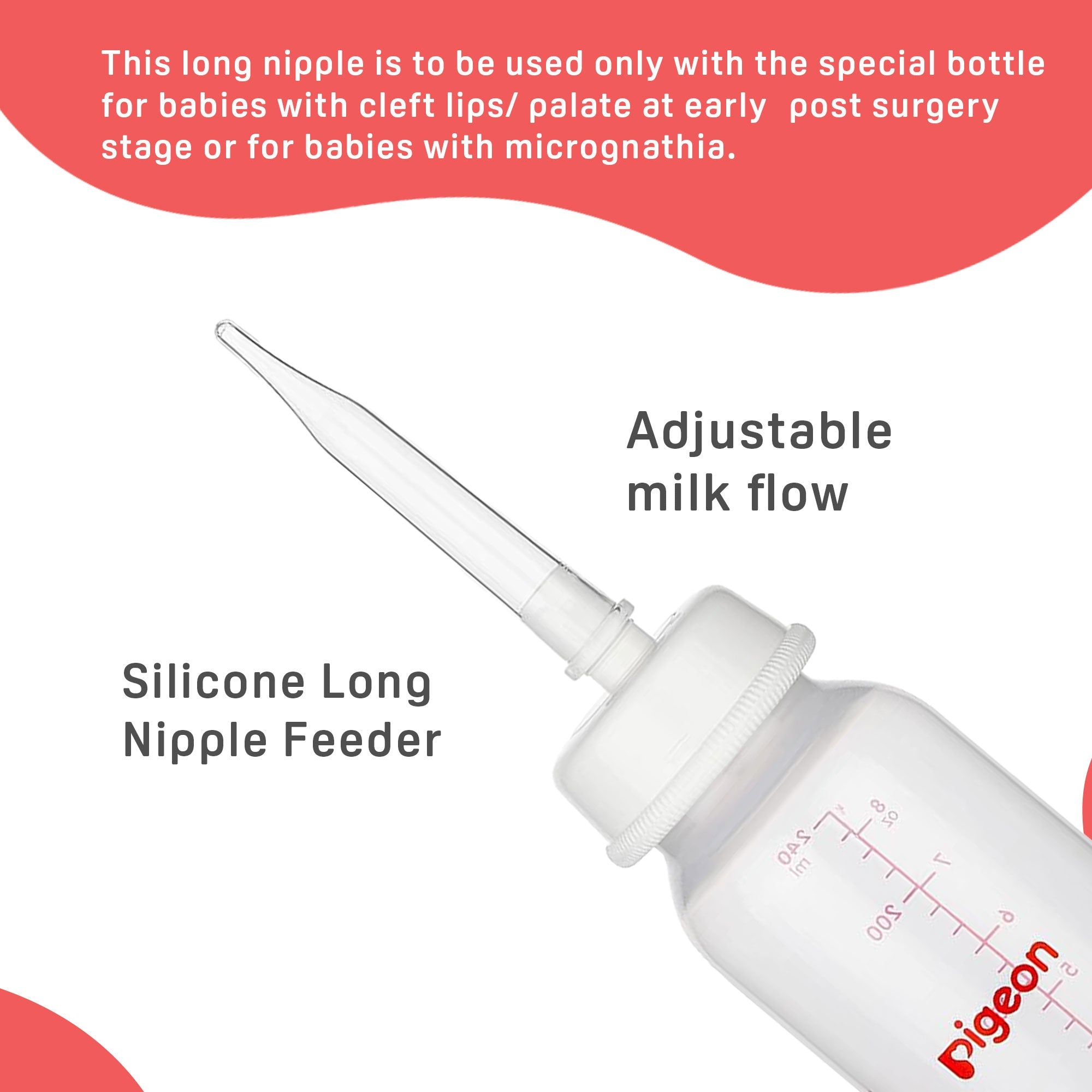 Feeder w/Long Nipple for Cleft Palate 240ml