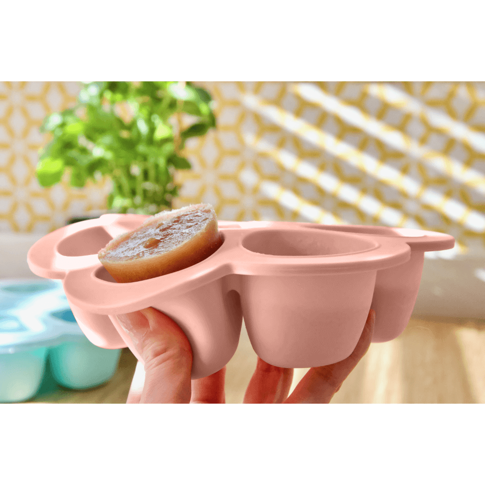 Beaba Silicone Multiportion Tray with Airtight Lid for Baby Food Storage - Ideal Container for Storing Snacks & Baby Meals, Easy Grip, Freezer & Microwave Safe, 6 Servings of 150ml Each