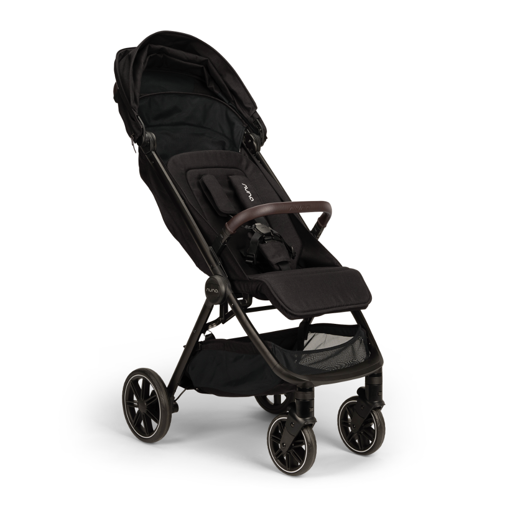 Nuna Trvl LX Cabin Friendly Stroller|Lightweight-Compact|One Hand Fold|Extendable Canopy|Big Rear Wheel|All Wheel Suspension|0 to 4Y (Upto 22Kg) - Caviar