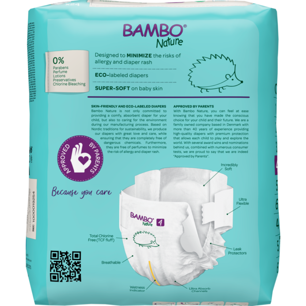 Bambo Nature Premium Baby Tape Diapers for Babies, Large Size (7-14 Kgs), Super Absorbent, Breathable, Extra Soft, Dermatologically Tested, Hypoallergenic Infant Nappies With Wetness Indicator