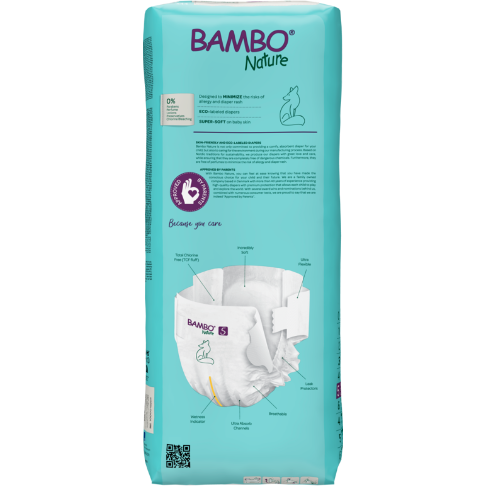 Bambo Nature Premium Baby Tape Diapers for Babies, XL Size (12-18 Kgs), Super Absorbent, Breathable, Extra Soft, Dermatologically Tested, Hypoallergenic Infant Nappies With Wetness Indicator