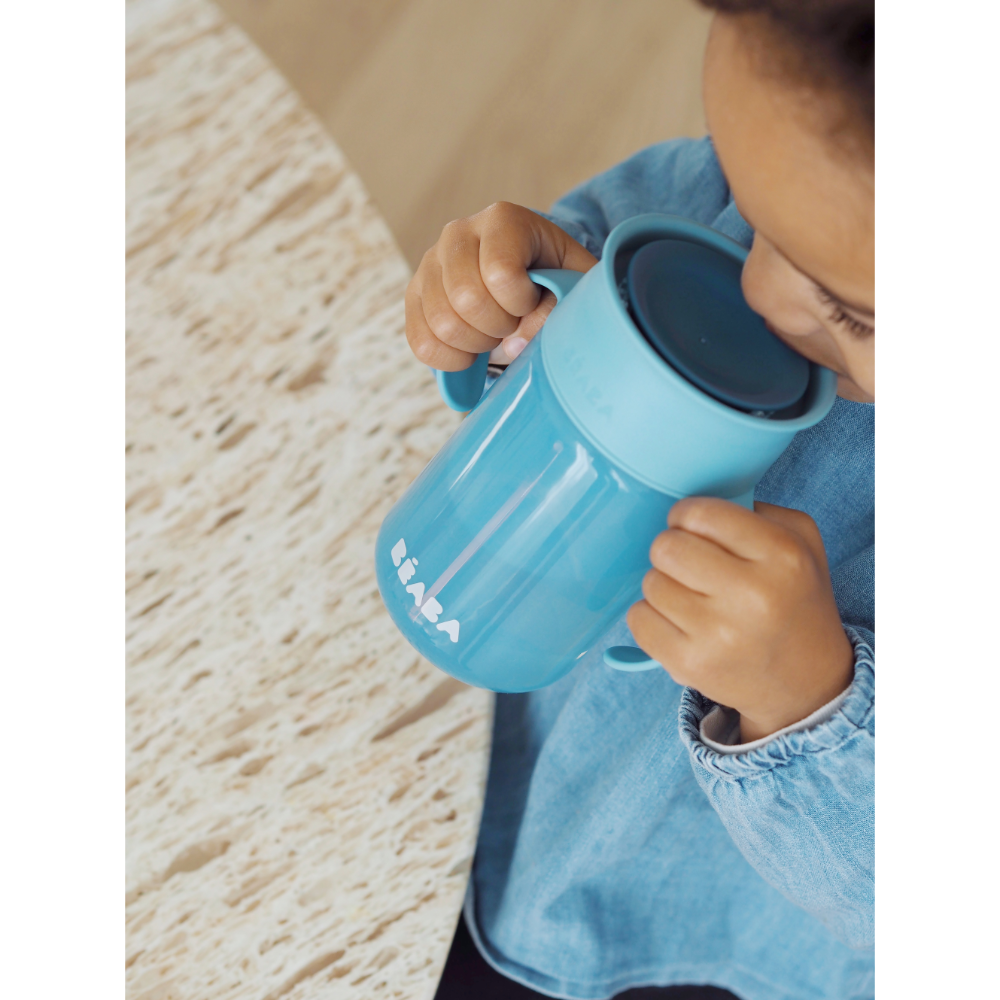 Beaba 360° Baby Learning Cup with Anti-Drip Disc, Patented Anti-Leak System, Dual handle & Spillproof Sippy Cup for Toddlers, Lightweight & Easy Grip Removable Handles, with Hygienic Lid, 340 ml, 12 Months+