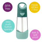 B.Box Tritan Straw Drink Bottle 450ml - Durable, Spill-Proof & Kid-Friendly