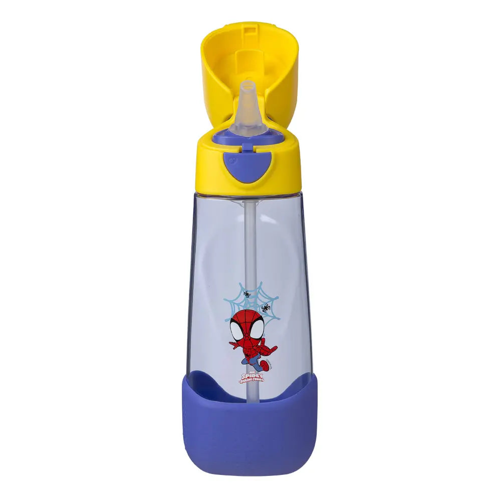 B.Box Marvel Spiderman Tritan Straw Water Bottle for Kids – 600ml, Durable & Spill-Proof, BPA-Free, Easy Grip Design – Multicolour
