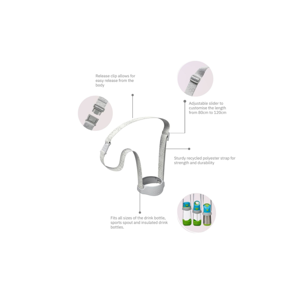 B.Box Bottle Carrier with Adjustable Strap – Durable & Machine Washable Recycled Materials - Cool Grey