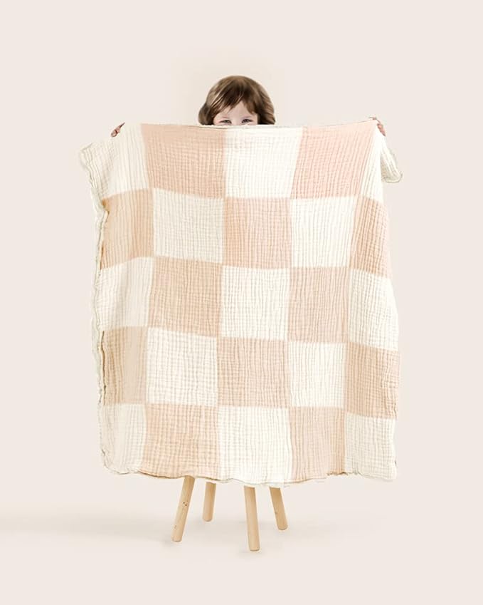 Abracadabra Organic Muslin Patchwork Blanket Pink