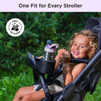 Dooky Stroller Snack Tray with Cup Holder & Phone Holder , Universal Baby Stroller Activity Tray , Food & Toy Organizer for Kids Travel (Black)