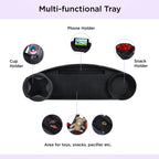 Dooky Stroller Snack Tray with Cup Holder & Phone Holder , Universal Baby Stroller Activity Tray , Food & Toy Organizer for Kids Travel (Black)