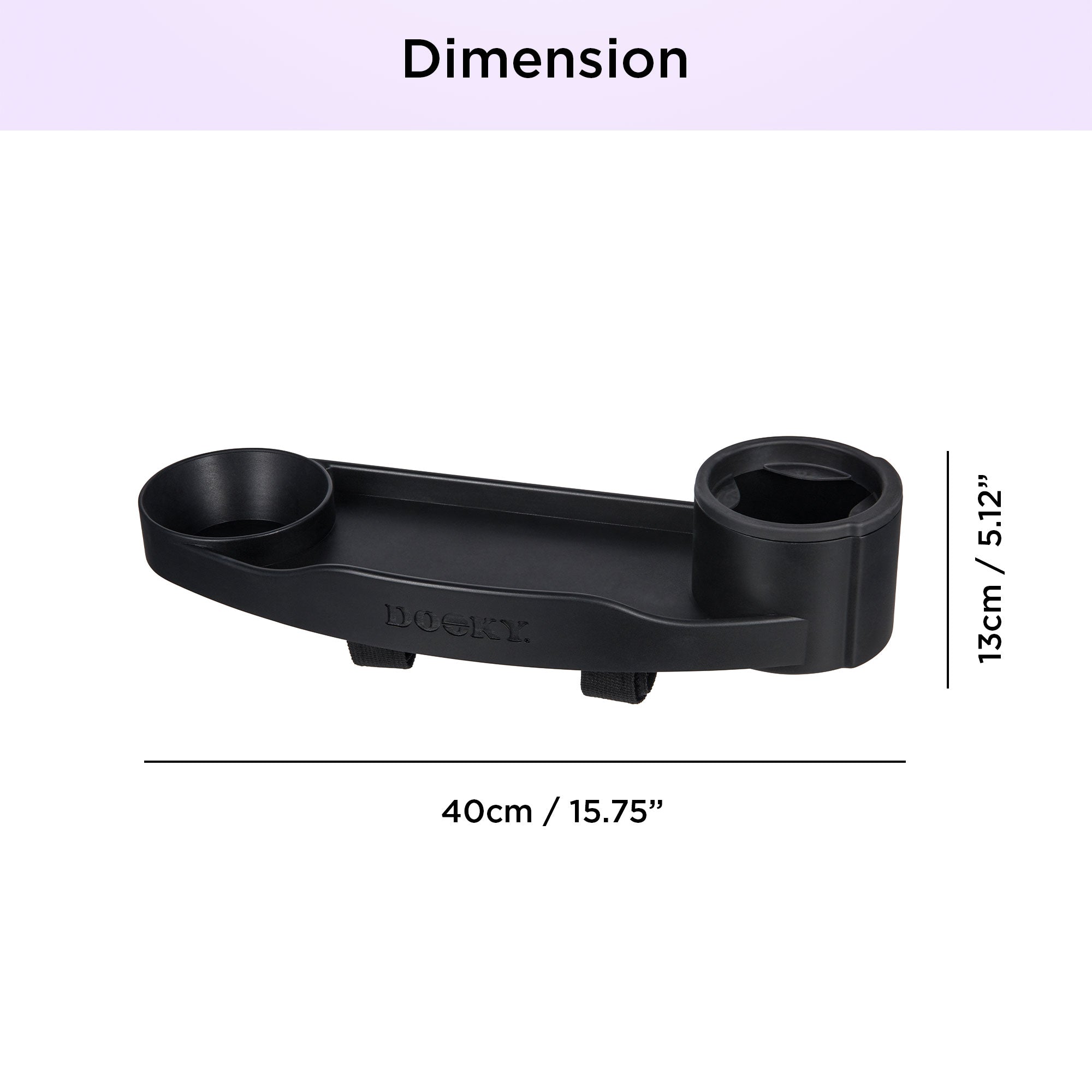 Dooky Stroller Snack Tray with Cup Holder & Phone Holder , Universal Baby Stroller Activity Tray , Food & Toy Organizer for Kids Travel (Black)