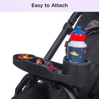 Dooky Stroller Snack Tray with Cup Holder & Phone Holder , Universal Baby Stroller Activity Tray , Food & Toy Organizer for Kids Travel (Black)