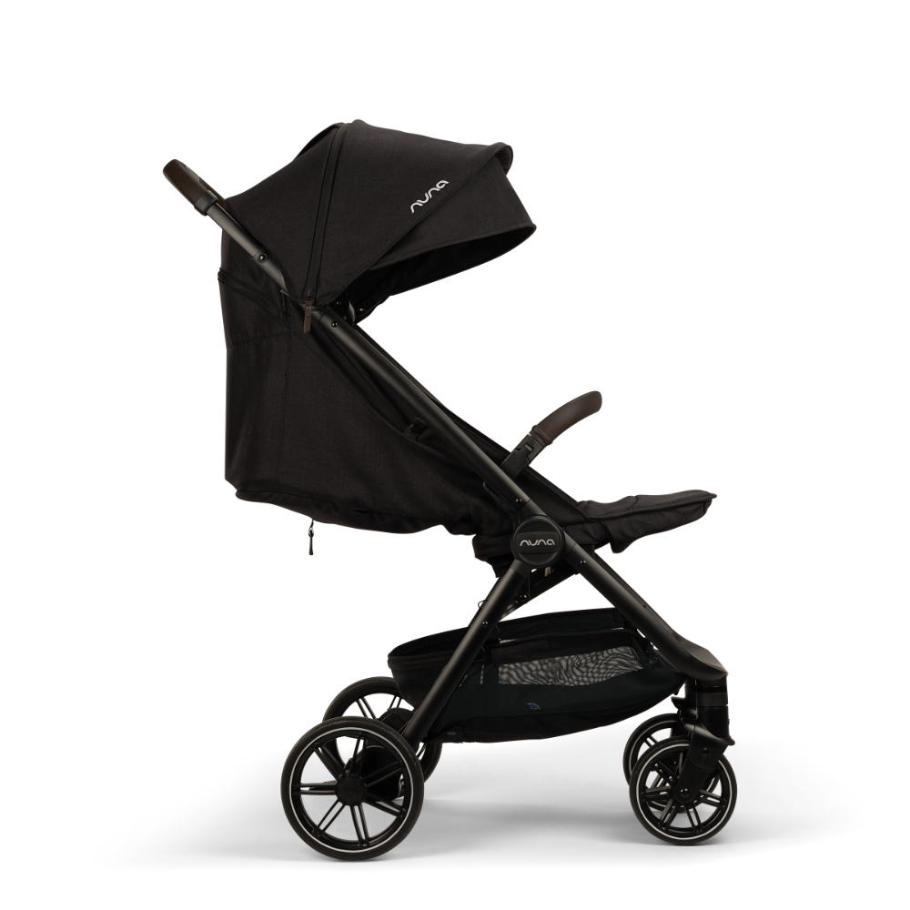 Nuna Trvl LX Cabin Friendly Stroller|Lightweight-Compact|One Hand Fold|Extendable Canopy|Big Rear Wheel|All Wheel Suspension|0 to 4Y (Upto 22Kg) - Caviar