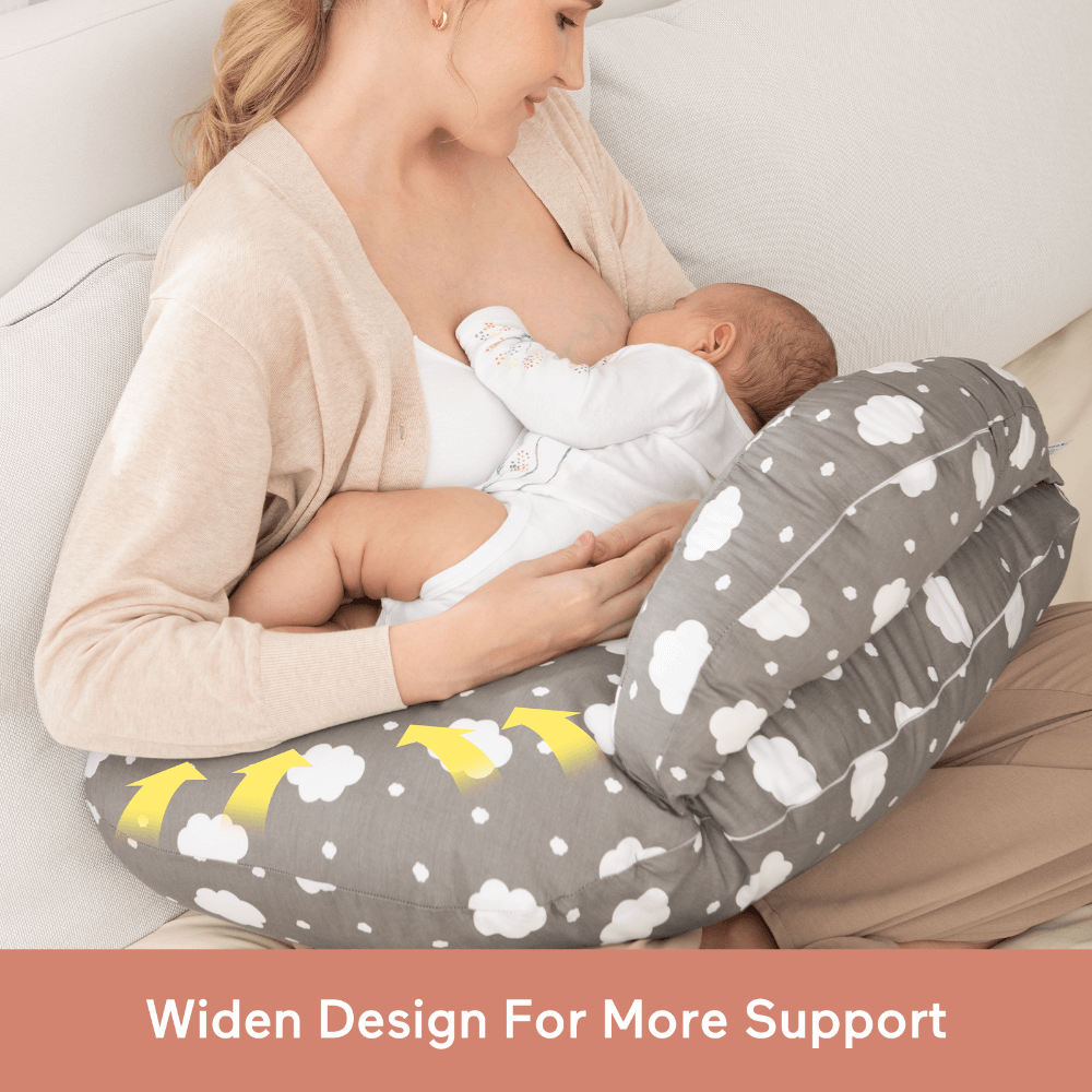 Momcozy Maternity Accessory Adjustable Nursing Pillow - Grey & White