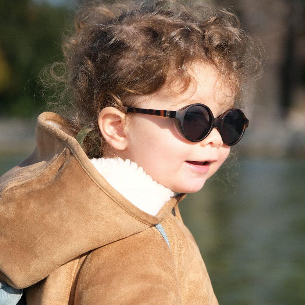 Beaba Kids Sunglasses - 9 months-4 years, Unbreakable Sunglasses for Kids, 100% UV Protection,Category 3 Sun Lens, Optimal Comfort, 360° Adjustable Ear Tips with Side Shields, 2-4 Years, Tortoise Shell