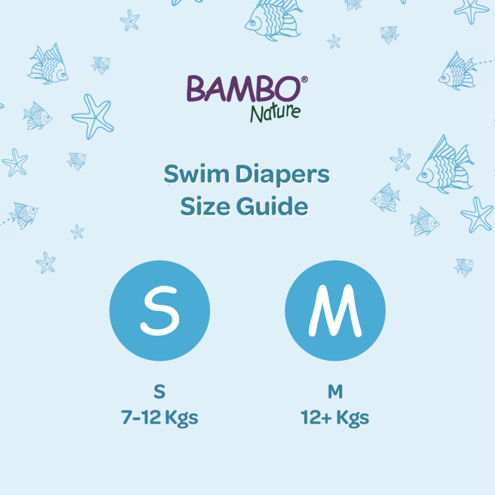 Bambo Nature Premium Disposable Swim Diaper Pants - Double Leak Barriers, Soft 360° Elastic Fit, Chemical Free & Leakproof Pool Diapers For Babies, Waterproof Toddler Swimming Swimsuit, Kids 12+ kg, 12 Count