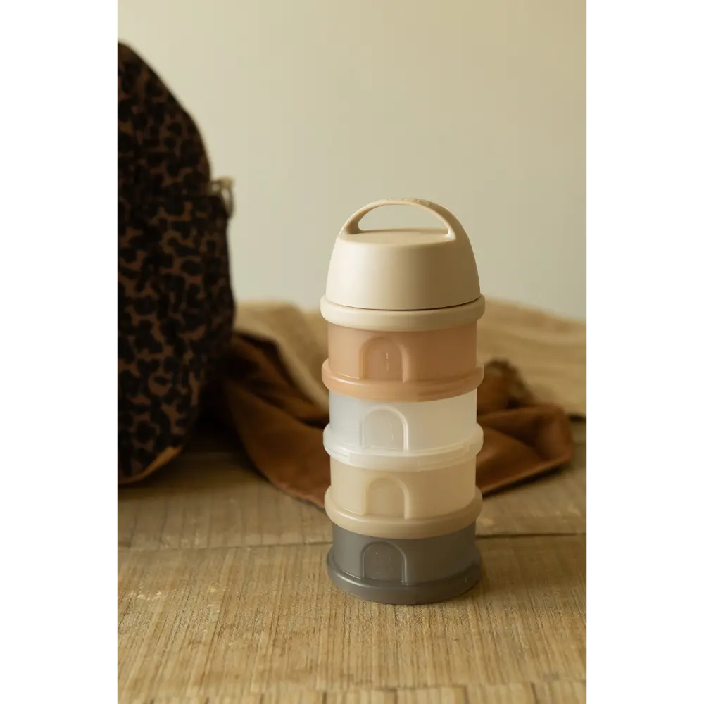 Beaba Stacked Formula Container - Airtight Multifunctional Storage Container for Storing Milk Powder and Baby Food, 4 Interchangeable Compartments, Microwave Safe, Travel Friendly