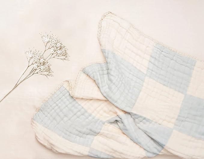 Abracadabra Organic Muslin Patchwork Blanket Blue