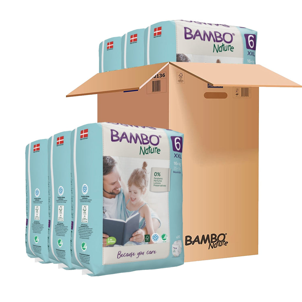 Bambo Nature Monthly Box - Premium Baby Tape Diapers for Babies, Super Absorbent, Breathable, Extra Soft, Dermatologically Tested, Hypoallergenic Infant Nappies With Wetness Indicator
