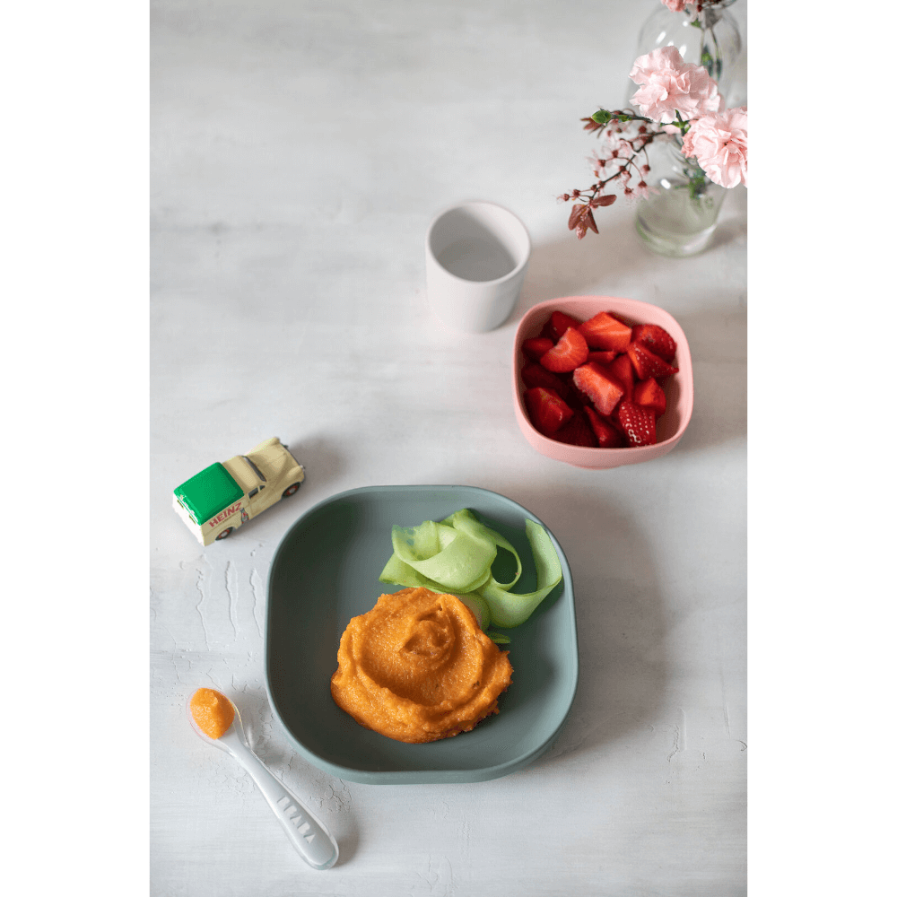 Beaba Silicone 4 Piece Baby Meal Set – Suction Plate, Suction Bowl, Anti-Slip Cup & 2nd Stage Spoon, Non-Slip, Unbreakable, Easy to Clean, BPA-Free Baby Feeding Set for Mess-Free Mealtime Essentials, 4M+
