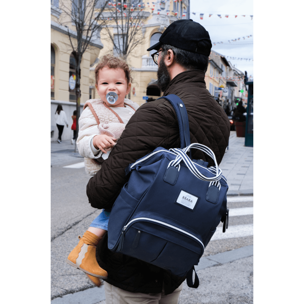 Beaba Wellington Diaper Bag – Stylish Backpack for Moms & Dads – Large Capacity Baby Bag with Changing Mat, Insulated Bottle Holder, Multiple Pockets, Durable, Water-Resistant – Travel & Everyday Use