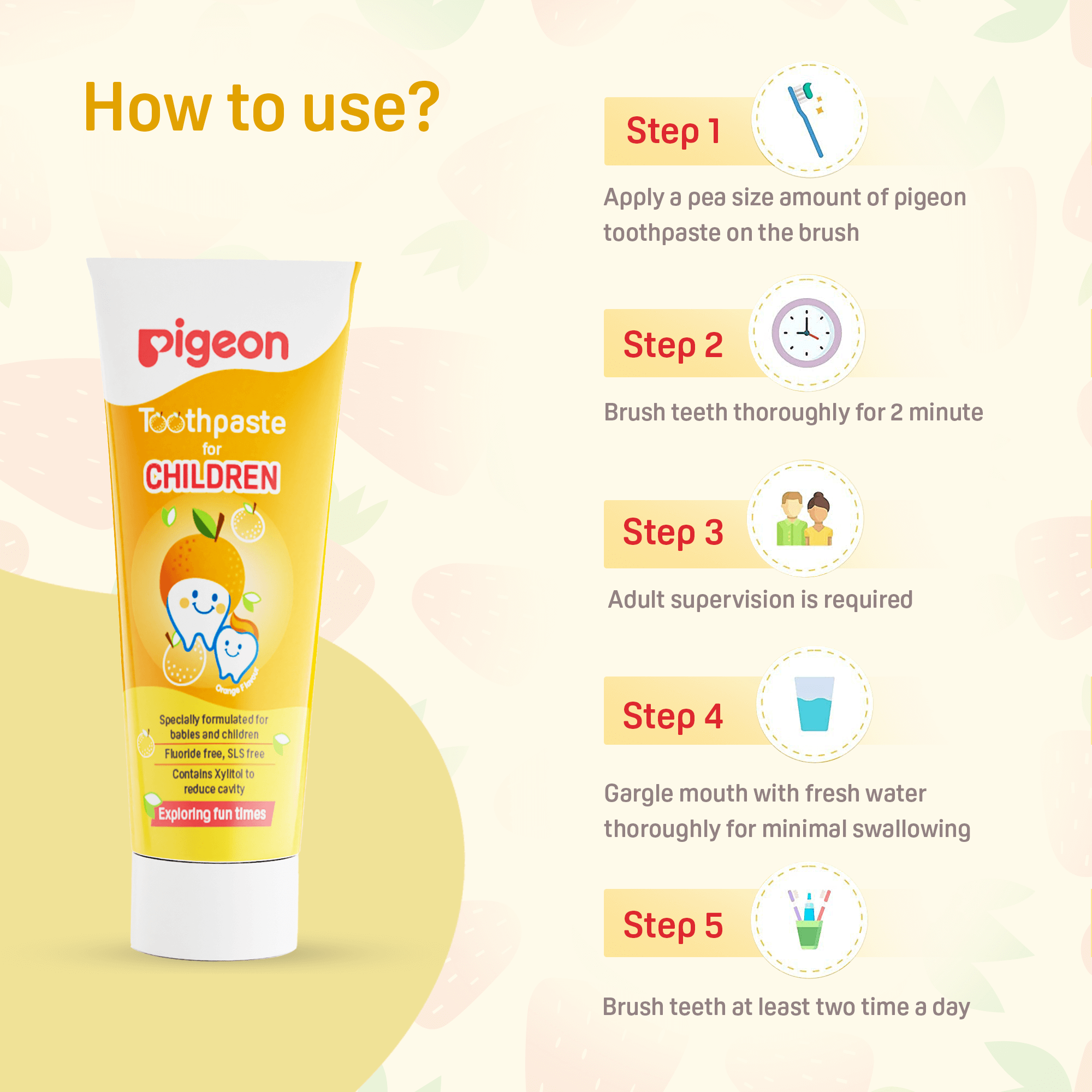 Pigeon Toothpaste for Children - Strawberry and Orange