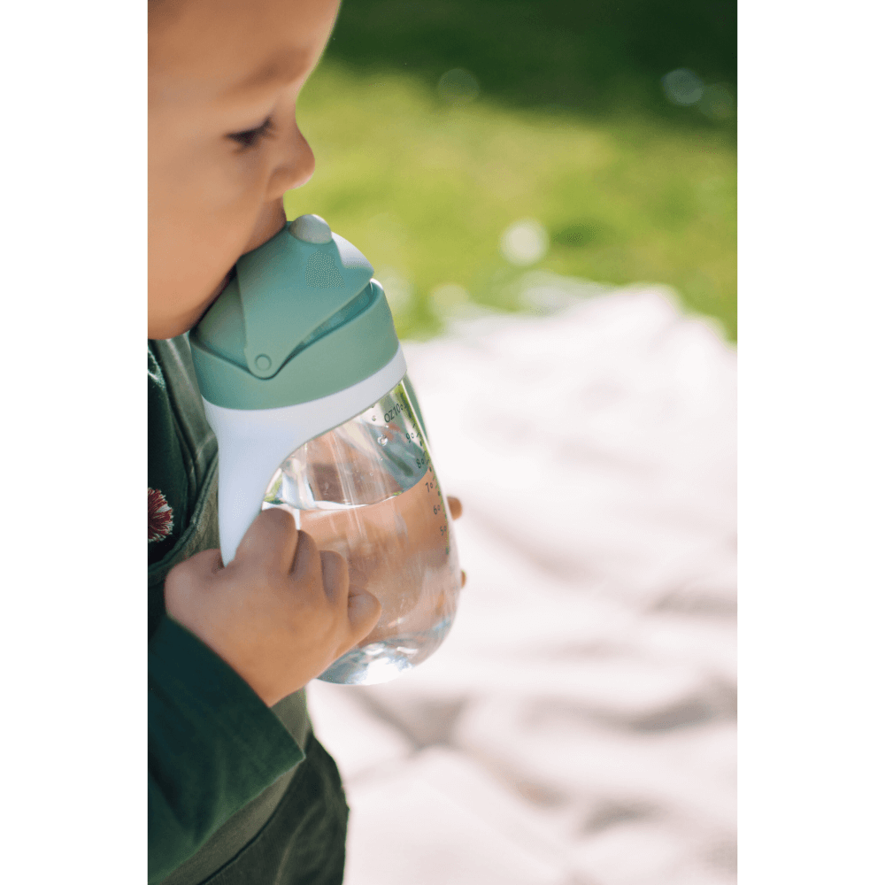 Beaba 2-in-1 Baby Sipper Water Bottle, Anti Spill Sippy Cup with Soft Silicone Straw for Toddlers, Kids, 100% Waterproof, Easy to Open, Removable Handles, Tritan and Silicone - 300 ml, 8m+