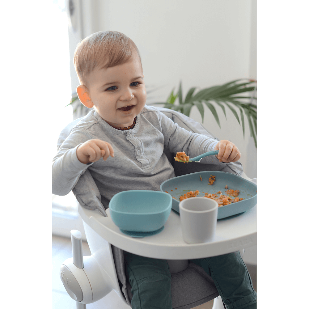 Beaba Silicone 4 Piece Baby Meal Set – Suction Plate, Suction Bowl, Anti-Slip Cup & 2nd Stage Spoon, Non-Slip, Unbreakable, Easy to Clean, BPA-Free Baby Feeding Set for Mess-Free Mealtime Essentials, 4M+